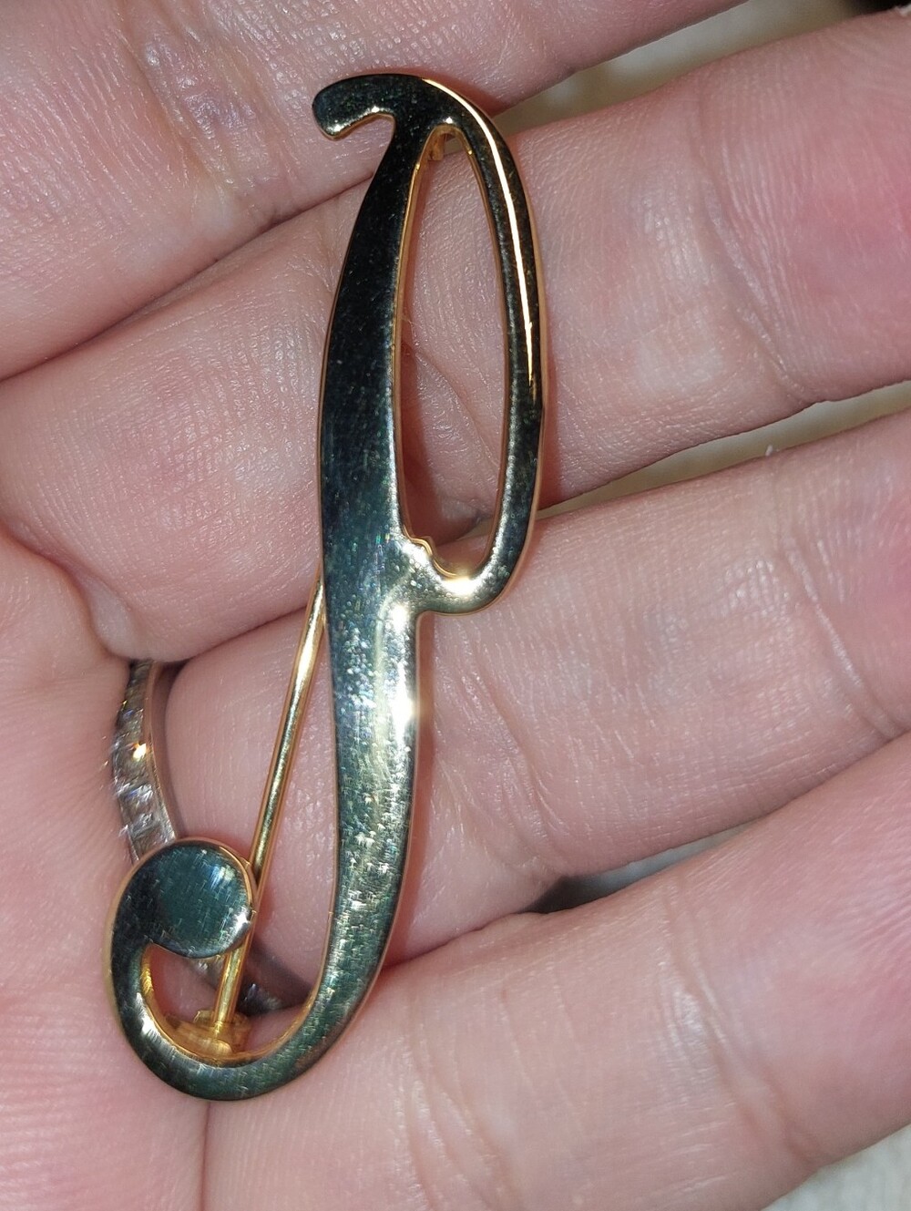 Gold Letter 'P' Brooch Pin - Women's Jewelry